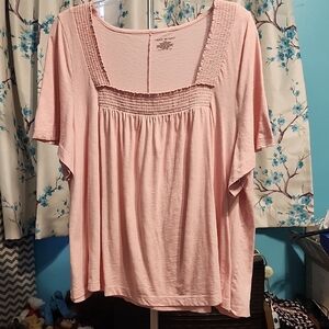 Lane Bryant Pink Blouse with Square Neckline